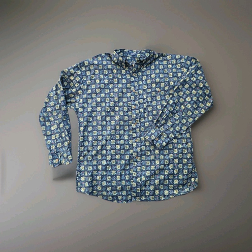 Vintage 90s Chaps Ralph Lauren Shirt Men's Large L Cotton Button Down Geometric